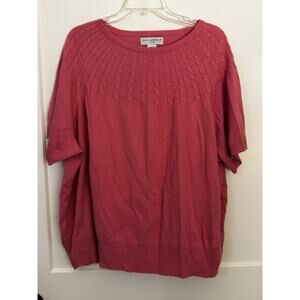 Sag Harbor Women’s Plus Sz 3X Sweater Pink Short Sleeve Soft Comfortable